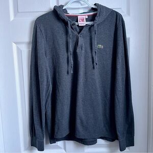 Lacoste Live sweatshirt hooded lightweight Men 5 Small gray long sleeve pullover